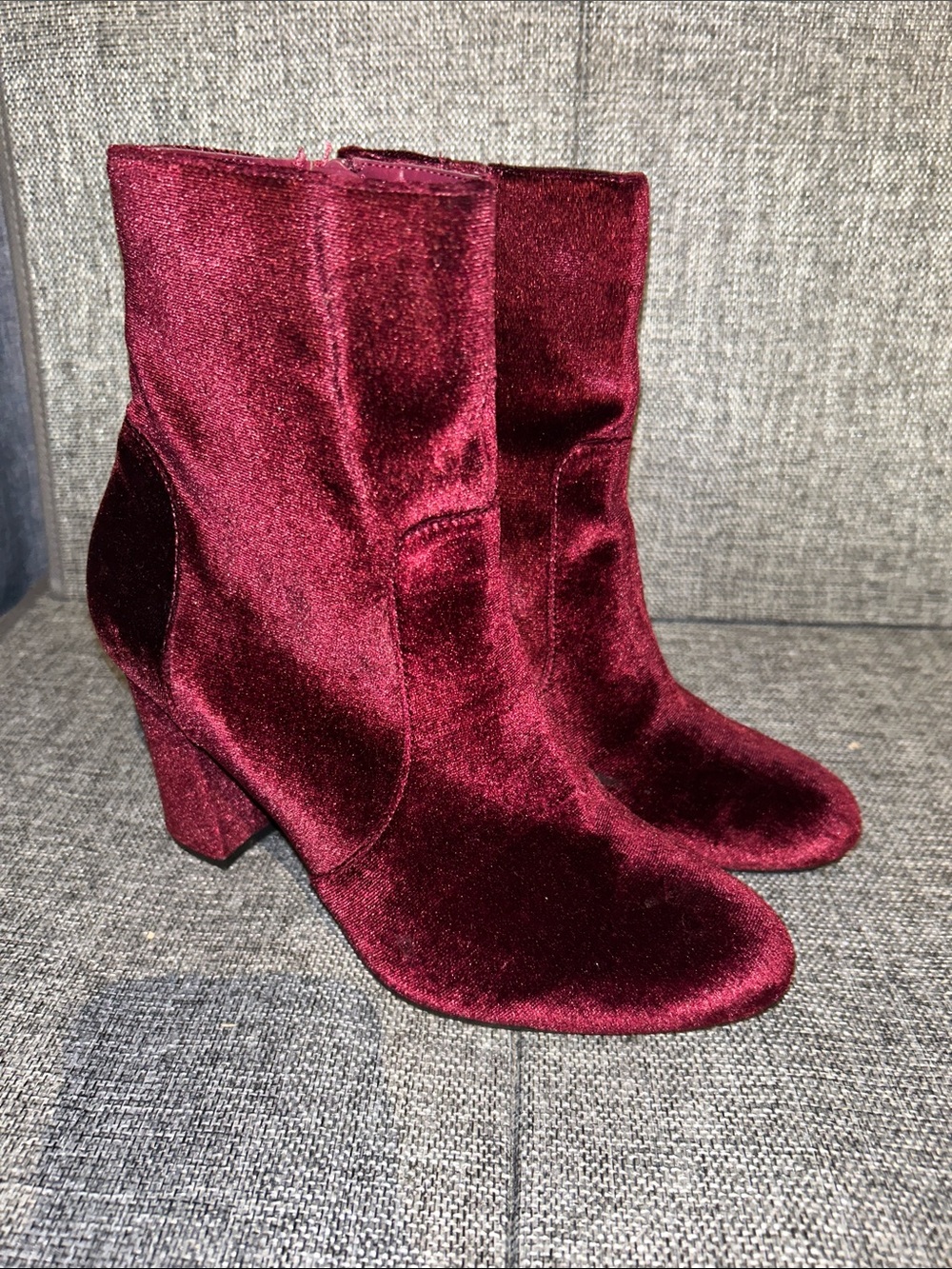 Madden Girl Burgundy Velvet Ankle Booties